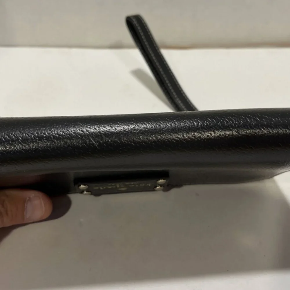 Kate Spade WLRU1779 Wellesley Layton  Black Textured Wristlet Bag Zip Wallet